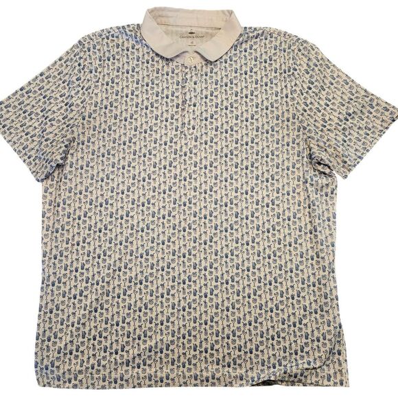 Grayson Dunn Golf Polo Shirt Mens XL Tiki Drink All Over Print White Performance - Picture 2 of 5